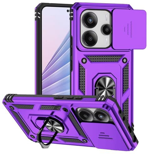 Funda para Xiaomi Redmi Note 10 Pro, 360 Grado Antigolpe Carcasa Capa Doble Case, con Cubierta Deslizante de la Cámara, Soporte Giratorio de 360 ° y Funda Protectora TPU de Silicona - Púrpura