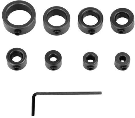 Tiefenanschlag für bohrertief, 8 Stück mit Inbusschlüssel 3–16mm, tiefenbegrenzer bohrer tiefenstopp für bohrer klemmring stellring bohrhilfe für holzbearbeitung möbelmontage präzises bohren langlebig