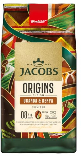 Jacobs Kaffeebohnen Origins Uganda & Kenia, vollmundiger Espresso mit würziger Note, Intensität 8/10, Kaffee ganze Bohnen, 1 kg