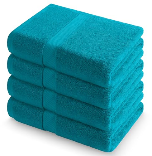 Homaxy Handtücher Set 4er-Pack, Türkis | 4 Badetücher 70x140 cm| 100% Baumwolle, 500g/m², OEKO-TEX Zertifiziert, Weich&Saugstark, Pflegeleicht, Vielseitig Einsetzbar