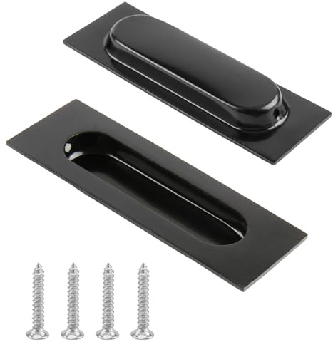 GEU 2 Pack Pocket Door Pull Handles 120mm Cabinet Pulls Stainless Steel Recessed Sliding Handles Flush Finger Pulls Cabinet Drawer Knob for Kitchen Cupboard Wardrobe Dresser Pocket Closet Barn Door