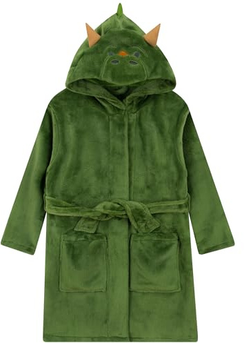Harry Bear Dinosaur Dressing Gown, Dino Boys Dressing Gown, Cosy Boys Bathrobes, Green 18-24 Months