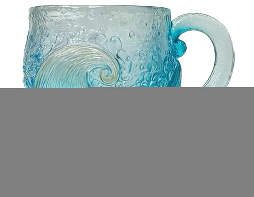 Sea Glass Wave Mug | 12Oz Textured Beach Theme Mug with Handle | Resin Sunset Sea Coffee Cup with Oceans Wave Texture | Seas Inspired Drinkware Gift for Tea Coffee Wine Ice Drink
