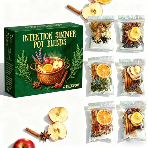 Intention Simmer Pot Blends - Reiki-Infused Simmer Pot Mix for Stove Potpourri, Cozy Home Fragrance & Manifestation and Energy Cleansing, Mindfulness & Thoughtful Gift Set(1, One Pack (6 PCS))