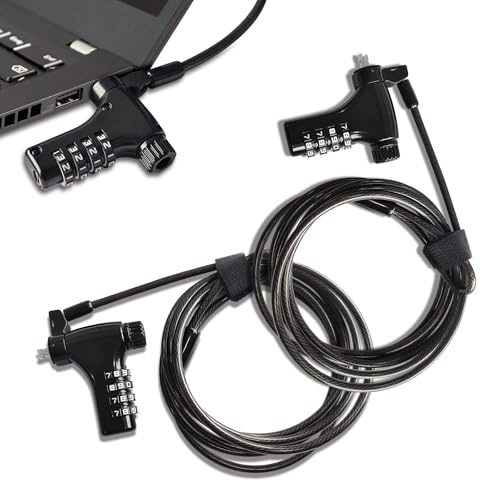 Rifeinoo Universel Câble Antivol PC Portable à Combinaison - 2m Acier, Code 4 Chiffres Rotatif, Serrure Zinc Alloy, Compatible HP/Dell/Samsung/Kensington (Fente Sécurité Universelle)