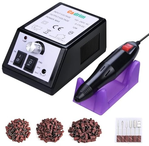 Cadrim Professionelle Elektrisch Nagelfräser, 20000 u/Min Nagelfräser für Gelnägel, Fräser Maniküre Pediküre Set, Elektrische Nagelfeile für Nagelstudio Persönliche DIY-Maniküre (Schwarz)