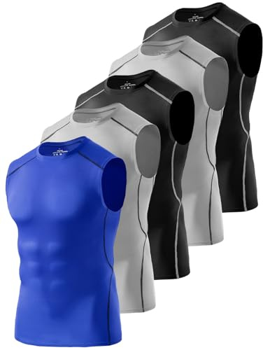 ATTIQOZI 5 Pack Tank Top Herren Quick Dry Kompressionsshirt Atmungsaktiv Ärmelloses Shirt Herren für Sport Gym Workout Running