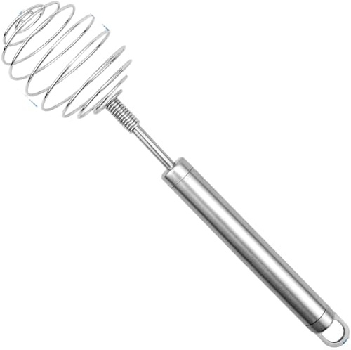 Edelstahl Rührbesen Halbautomatisch Push Mixer für Eier Sahne Saucen - Ergonomischer Küchenhelfer Spülmaschinenfest 24cm