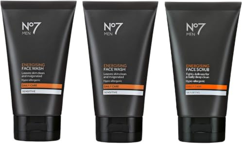 (3 PACK) No7 Men Energising Face Wash 2 x 150ml & No7 Men Energising Face Scrub x 150ml