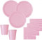 52 Teile Party Deko Set Baby Rosa für 16 Personen
