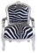 Casa Padrino Barock Kinder Stuhl Zebra/Silber - Armlehnstuhl - Antik Stil Möbel