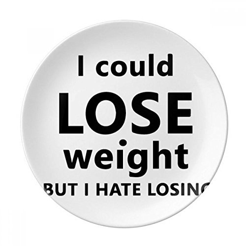 Plato de postre de porcelana decorativo, diseño con texto en inglés, 20,3 cm, color negro