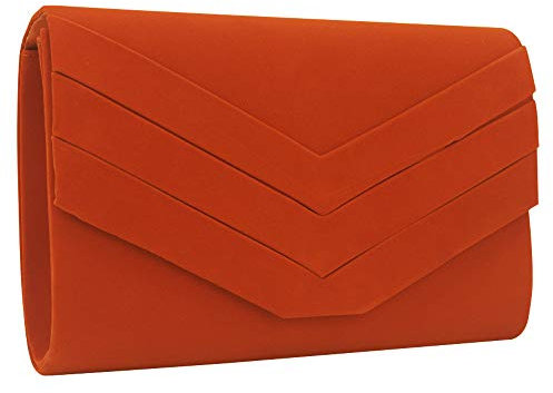 Best World 4 Yu Wocharm Womens V Shape Suede Clutch Evening Prom Purse Bridal Shoulder Handbags(Orange)