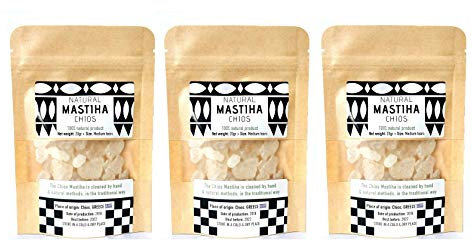 Mastic Growers Mastiha Tears Lot de 3 paquets de mastic grec 100 % naturel 60 g (3 x 20 g de larmes moyennes)