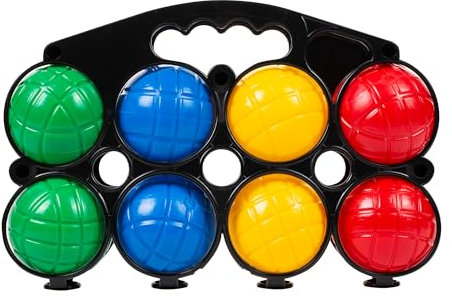 ASAB 8 Pcs French Boules Set Adults Garden Game Petanque & Boules Game with Vibrant 4 Colours Durable Plastic Balls with Convenient Carry Case Outdoor Fun for Adults Kids Summer Playing Game