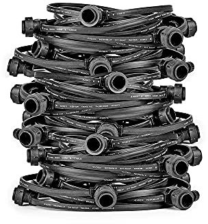 NCC-Licht Illu Lichterkette Komplettset 30 Meter Schwarz 60 E27 Fassungen mit Dichtung zum Verschrauben verlängerbar