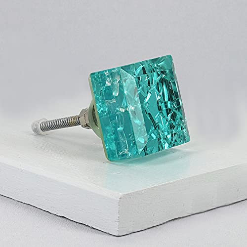 G Decor Maison Crystal Crackle Mirror Glass Pull Knobs (Light Blue)