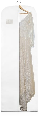 Wedcova Dress Bag | Hanging Garment Bags | Full Length Travel Covers | Wedding Long Clothes Storage Cover with Zipper for Women | 72 Inch (182cm) | Pack of 7 | White