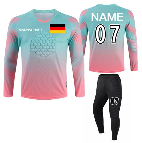 LAIFU Torwarttrikot Personalisieren für Erwachsene/Kinder Torwarttrikot Gepolstert mit Nummer Name Team
