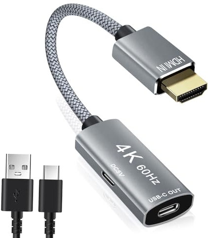 BASESAILOR Adaptateur Câble HDMI Mâle vers USBC Femelle avec Cordon Type C,Convertisseur d'entrée USB Type C 3.1 Sortie HDMI,4K 60Hz USB C Thunderbolt 3 pour MacBook Pro,Mac,Chromebook,Xreal Air