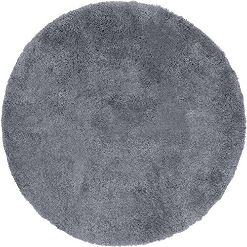 Erwin Müller Badematte, Badteppich Kefalonia rutschhemmend Mittelgrau Größe rund: 120 cm Ø - für Fußbodenheizung geeignet, dichter, Flauschiger Floor (weitere Farben, Größen)