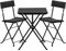 STILISTA Bistro-Set 3-teilig aus Polyrattan 1x Tisch + 2X Stuhl, klappbar in schwarz