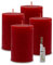 DecoLite: 4 x Rustik Polar-Stumpenkerzen 120/78 mm. Brenndauer ca. 60 Stunden! inkl. Kerzenprofi Stabfeuerzeug - Deutscher Markenhersteller - RAL Zertifiziert (rot)