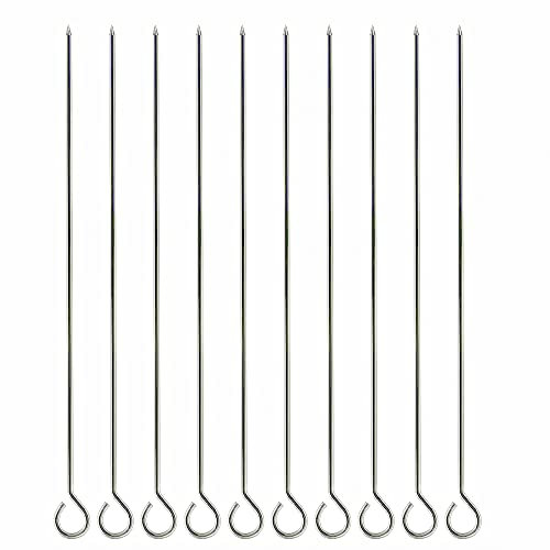 iPEAK Spiedini per barbecue in acciaio inox, 12 pezzi, lunghezza 30 cm, riutilizzabili, in metallo