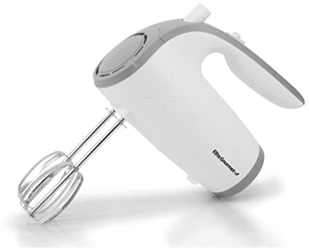 Elite Gourmet EHM-003X Batteur à main électrique, 5 vitesses, très puissant, blanc