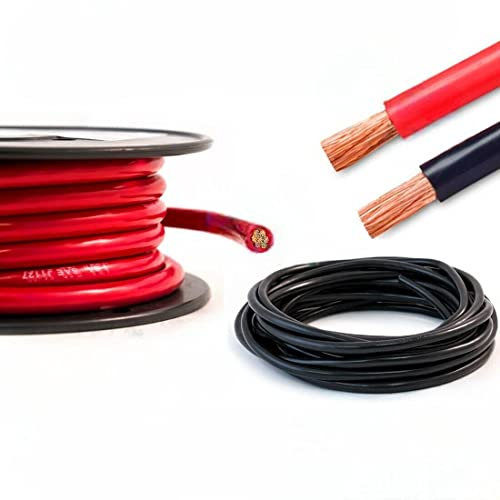 Hi-Flex Battery Cable 16mm² - 95mm² Black & Red PVC Heavy Duty Flexible Copper Welding Wire Starter Inverter Cable (50mm, 345 Amps, Red, 10 Metre)