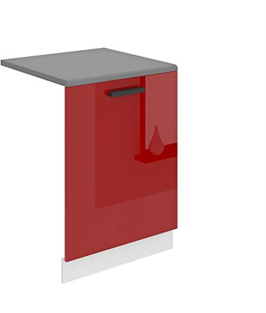 BELINI | Frontblende für Geschirrspüler 60 cm | Küche Frontplatte für Spülmaschine mit Griff | mit Sockelleiste | 60 x 71,5 x 1,6 cm | Rot Hochglanz