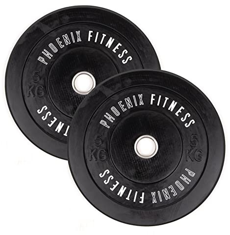 Phoenix Fitness Olympic Bumper Plates - Rubber Weight Plates for Exercise, Strength Training & Barbell Weightlifting for Men & Women at Home or Gym - Weight: from 5kg-25kg