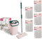 York Bodenwischer Mop Set Handy | Flach, Schwenkbar mit Zwei Kammer Putzeimer | Wischmopp mit Auswringfunktion | Nass-Trocken Reinigungs | Für alle Böden Geeignet | 5 Extra-Kartuschen