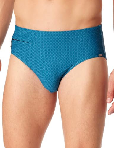 Schiesser Herren Slip Komfort mit Reißverschlusstasche-schnelltrocknend Badehose, Petrol_181078, 56