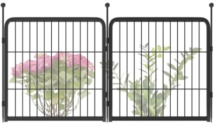 FXW Panneaux décoratifs de clôture de jardin, clôture pour chien pour cour, en métal robuste, 61 cm de haut, 1,1 m de long au total, noir