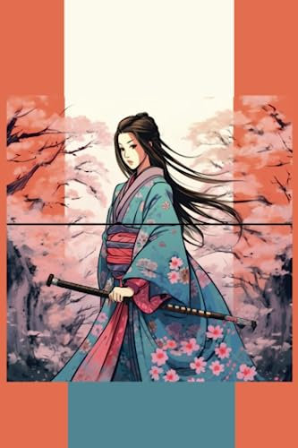 Woman Samurai and Cherry Blossom Ruled Notebook | Inspirational Japanese Design