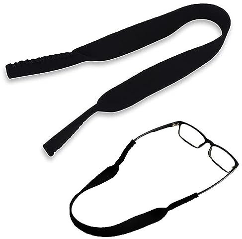RUOJLING 2 Stück Brillenband, Sport, Neopren - Schwimmfähig, für Herren, Damen & Kinder - Schwarz
