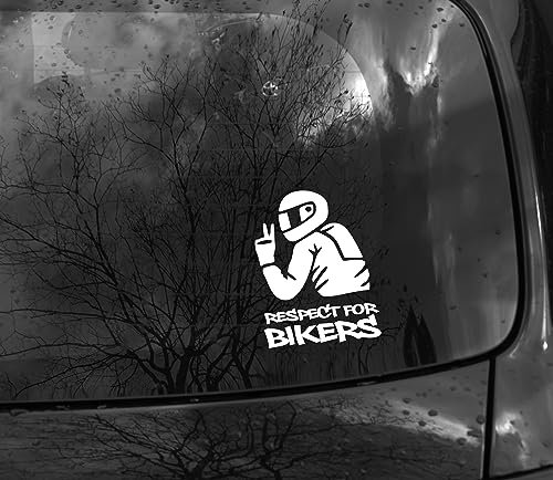 Respect for Bikers | Motorradfahrer Motorradzubehör Biker Chopper Winterauto Bikerzubehör Motorradgadget Tuning Autoaufkleber Aufkleber fürs Auto Quad Motorrad Sport Edition (weiß glanz)