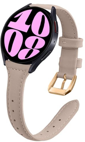 WoPail Leder Armband 20mm für Samsung Galaxy Watch 7/FE/6/5/4 40mm,44mm/Watch 6 Classic 43,47mm Damen Ersatzarmband Uhrenarmband für Galaxy Wat-ch 5 Pro 45mm Aprikosenfarbe