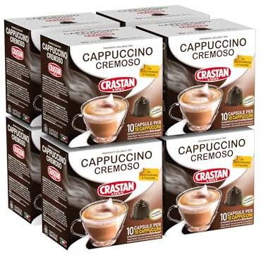 CRASTAN 1870, 80 Capsule, 8 Box da 10 Capsule di Cappuccino Cremoso, Capsule Compatibili con Dolce Gusto, Preparato Solubile per Bevanda a Base di Latte e Caffè, Senza Glutine, 100% Made in Italy