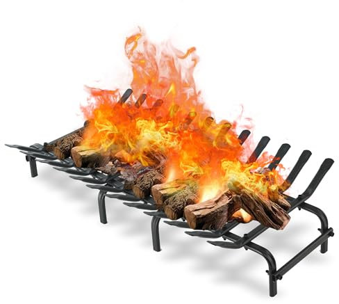 TBMLC Grille de cheminée en acier noir – 73,7 cm en acier – Support élégant et durable pour cheminée intérieure ou foyer extérieur (73,7 x 40,6 cm)