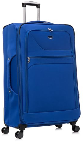 Aerostar Extra Large 32” Lightweight Softshell Expandable Suitcase, Integrated Combination Lock, 4 Wheels Check in Luggage for 30kg (Royal Blue, 162 litres)