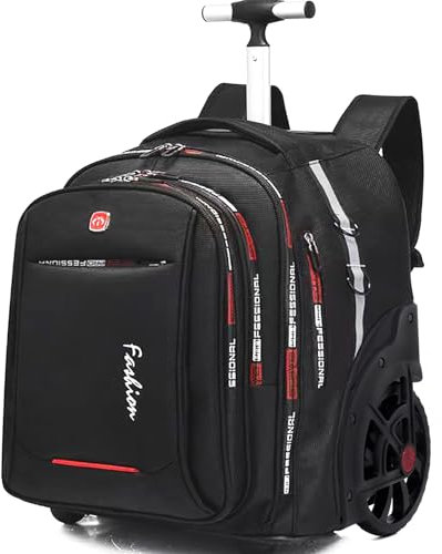 PISKGODSF 22 Zoll Rollrucksack mit Rollen für Reisen, 55L Große Kapazität Rollrucksäcke, Rollrucksack mit 15,6 Zoll Laptop Wasserdichtes Fach