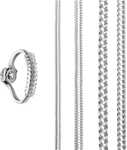 HNJUSR 12 Pezzi Regolatore Dimensione Anello Trasparente, 4 Taglie Riduttore Dimensione Anello,Riduttore Anello Dito, Ring Size Adjuster, Invisibili Stringi Anello Molla Regolatori