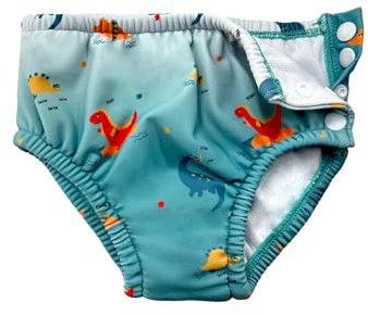 weVSwe Baby Jungen Wiederverwendbare Schwimmwindel Neugeborene Waschbare Deckel UV-Schutz einstellbar Schnappen Grüne Dinosaurier 0-6 Monate