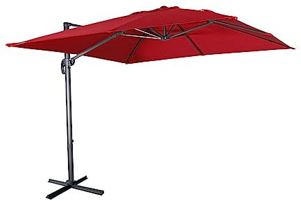 Alice's Garden - Parasol déporté carré 3 x 3m haut de gamme - Falgos - rouge - Parasol excentré inclinable. rabattable et rotatif à 360°.