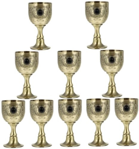 TOPBATHY Calice Doree 10 Pièces Verre à Vin Européen Vintage Verres à Liqueur Royaux Coupe à Vin Calice En Bronze Lunettes Décor Calice De Vin Rouge De Fête Coupe De Vin Rétro Un Verre Gobelet Antique
