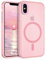 BENTOBEN für iPhone X iPhone XS Hülle mit MagSafe Magnetisch Hülle für iPhone X/iPhone XS 5.8 Durchscheinende Matt Anti-Fingerabdruck Handyhülle Rückseite Dünn Stoßfest Schutzhülle, Rosa/Pink