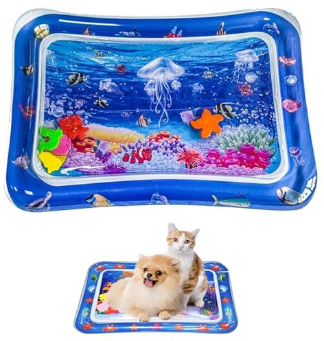 CHENRI Wassermatte Für Katzen, Sensorische Wasser Spielmatte für Katzen, Wassermatte Sensorisches Spielzeug, Sommer Wasserspielmatte, Interaktives Katzenspielzeug, Wasser Matte für Katze, Hunde (A)