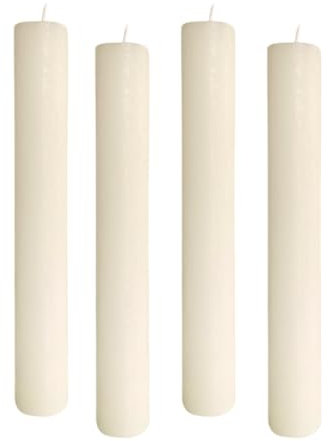 4er Pack Rustikale Stabkerzen H:24 cm Ø:3,4 cm - 24 Stunden Brenndauer - dicke Kerzen Dinnerkerzen Tafelkerzen Kirchenkerzen, Farbe:Greige